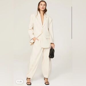By Malene Birger Biena Woven Oversized Blazer Beige Size S $880